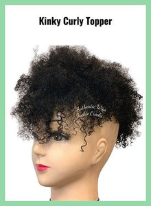 Hair Topper 10" Kinky Curly No Lace Black - Healthy Hair Clinic